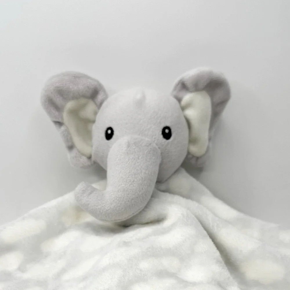 HB Hudson Baby Elephant Plush Lovey Security Blanket Gray White